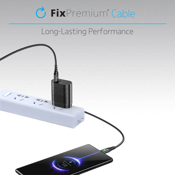 FixPremium - USB-C / USB kabel s LED indikatorom (1m), crni