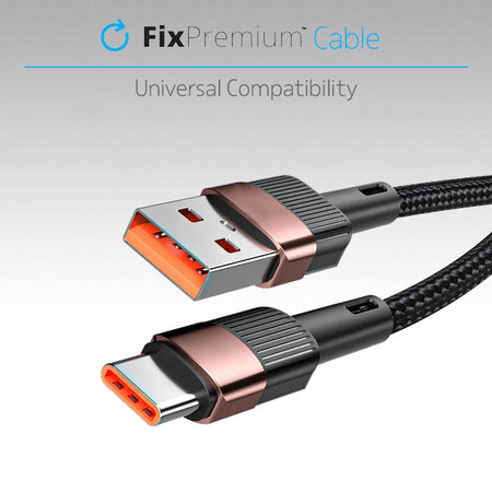 FixPremium - USB-C / USB kabel s brzim punjenjem (1m), crni