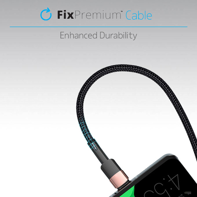 FixPremium - USB-C / USB kabel s brzim punjenjem (1m), crni