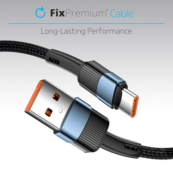 FixPremium - USB-C / USB kabel s brzim punjenjem (1m), crni