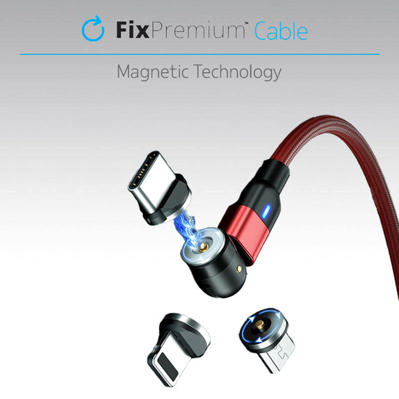 FixPremium - USB-C / USB magnetni kabel (1m), crni