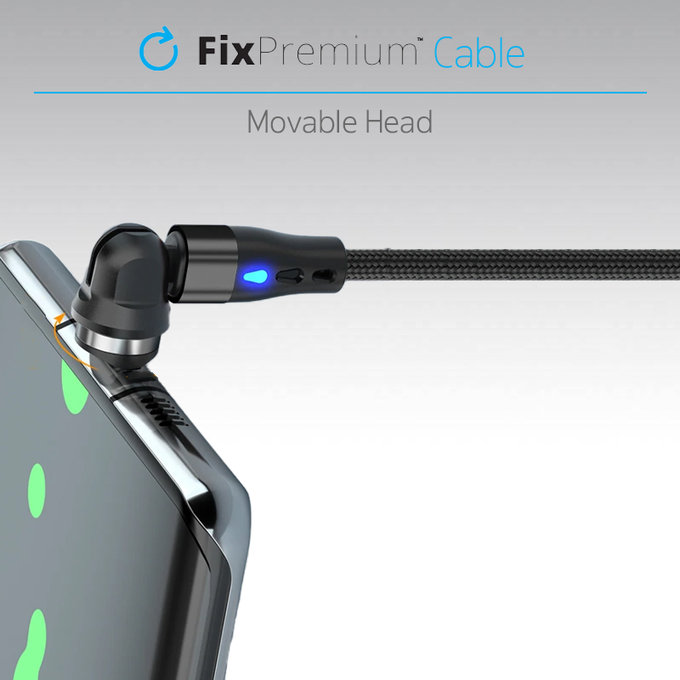 FixPremium - USB-C / USB magnetni kabel (1m), crni