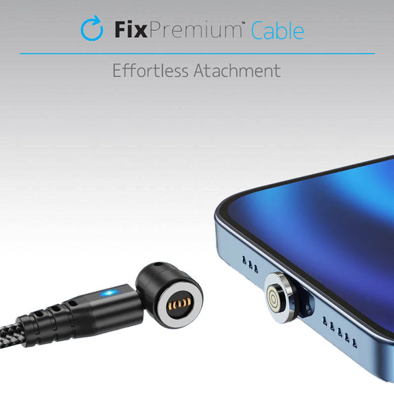 FixPremium - USB-C / USB magnetni kabel (1m), crni