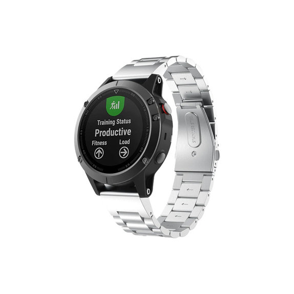 FixPremium - Remen od nehrđajućeg čelika za Garmin (QuickFit 22 mm), srebrni