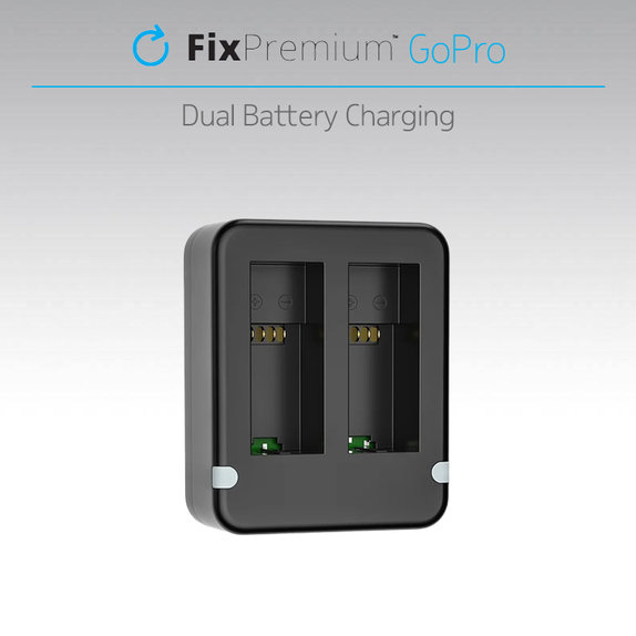 FixPremium - Stanica za punjenje za 2 GoPro baterije (Hero (2018)/Hero 5/Hero 6/Hero 7/Hero 8), crna