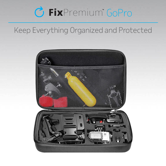 FixPremium - Torbica za GoPro i dodatnu opremu (veličina L), crna