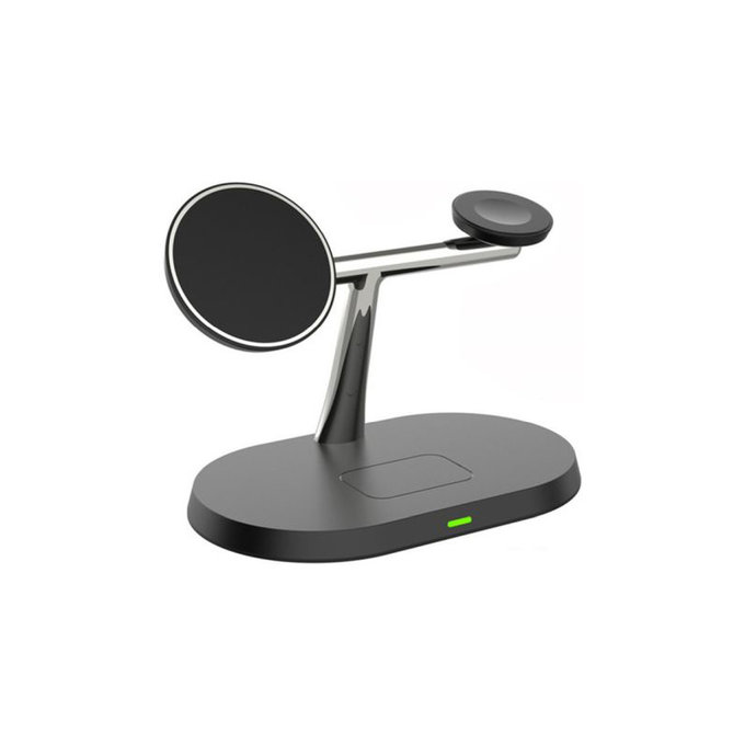 FixPremium - MagSafe stalak 3u1 za iPhone, Apple Watch & AirPods, crni