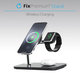 FixPremium - MagSafe stalak 3u1 za iPhone, Apple Watch & AirPods, crni