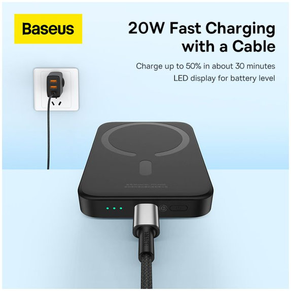 Baseus - MagSafe PowerBank 6000 mAh, crni