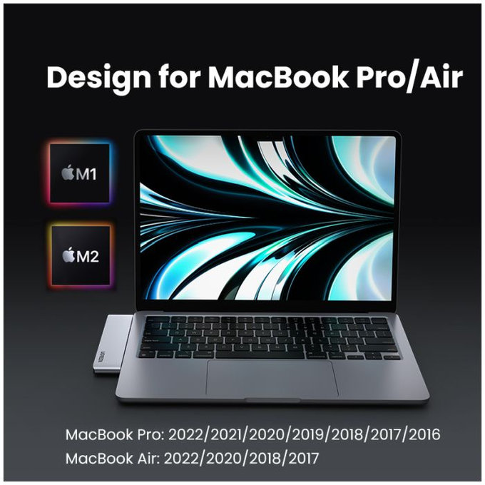 UGREEN - Dual USB-C Hub 7u1, sivi