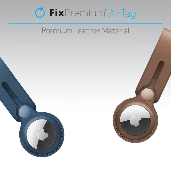 FixPremium - Kožni privjesak za AirTag, plavi