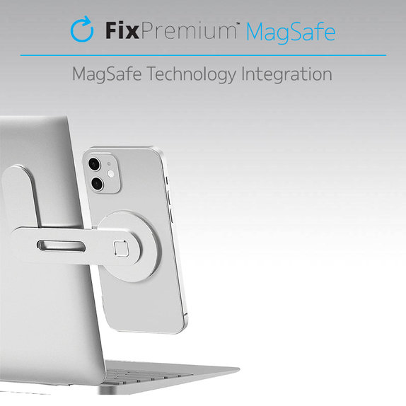 FixPremium - MagSafe držač za iPhone za prijenosno računalo, srebrni