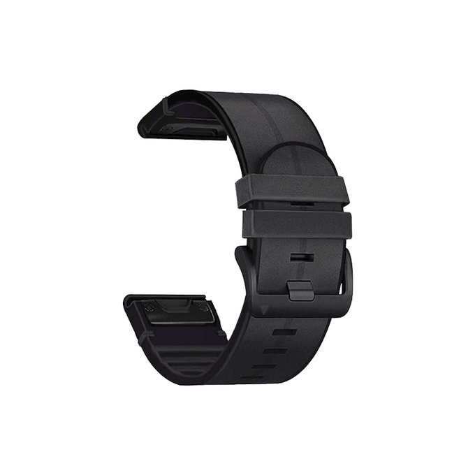 FixPremium - Kožni remen za Garmin (QuickFit 22mm), crni