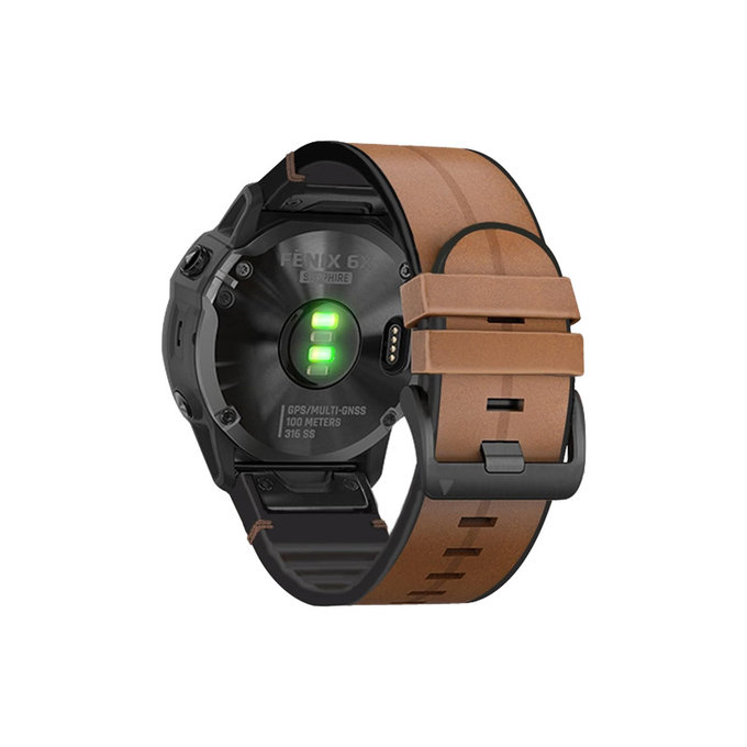 FixPremium - Kožna narukvica za Garmin (QuickFit 26mm), svijetlosmeđa