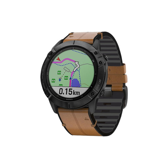 FixPremium - Kožna narukvica za Garmin (QuickFit 26mm), svijetlosmeđa