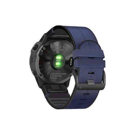 FixPremium - Kožni remen za Garmin (QuickFit 22mm), plavi