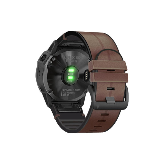 FixPremium - Kožni remen za Garmin (QuickFit 22 mm), smeđi