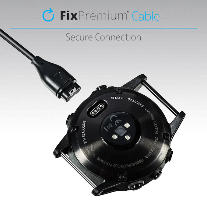 FixPremium - Kabel za punjenje za Garmin sat, crni