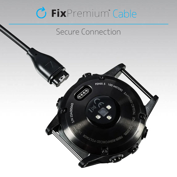 FixPremium - USB-C kabel za punjenje za Garmin sat, crni