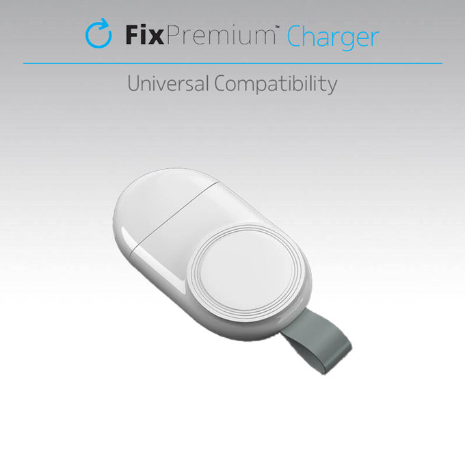 FixPremium - Prijenosni USB punjač za Apple Watch, bijeli