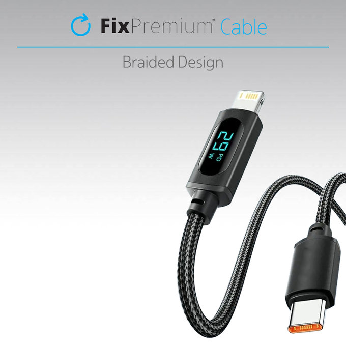 FixPremium - USB-C / USB-C kabel s funkcijom napajanja (1 m), crni