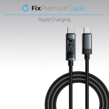 FixPremium - USB-C / USB-C kabel s funkcijom napajanja (1 m), crni