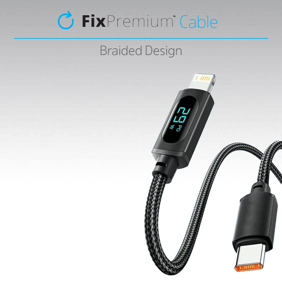FixPremium - USB-C / USB kabel s funkcijom napajanja (1 m), crni