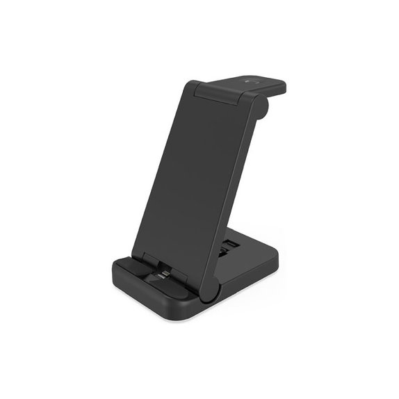 FixPremium - Sklopivi 3u1 stalak za iPhone, Apple Watch & AirPods, crni