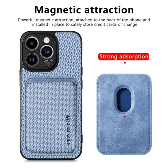 FixPremium - Maska Carbon s MagSafe Wallet za iPhone 12 mini, crna