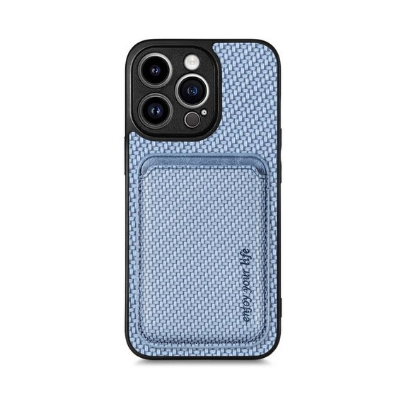FixPremium - Maska Carbon s MagSafe novčanikom za iPhone 13 Pro, plava
