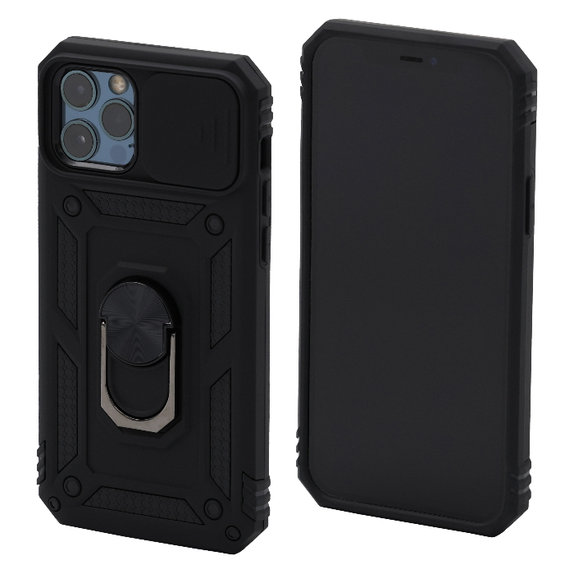 FixPremium - Maska CamShield za iPhone 12 & 12 Pro, crna