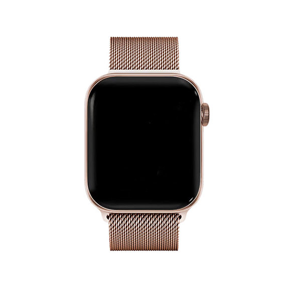 FixPremium - Remen Milanese Loop za Apple Watch (42, 44, 45 i 49 mm), ružičasto zlato