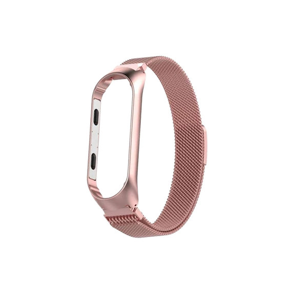 FixPremium - Remen Milanese Loop za Xiaomi Mi Band (5/6/7/7 NFC), ružičasto zlato