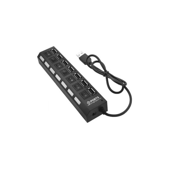FixPremium - USB hub s prekidačem za napajanje za 7 USB-a, crni