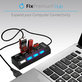 FixPremium - USB hub s prekidačem za napajanje za 4 USB-a, crni