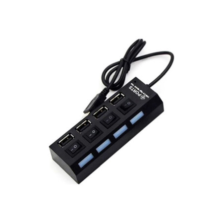 FixPremium - USB hub s prekidačem za napajanje za 4 USB-a, crni