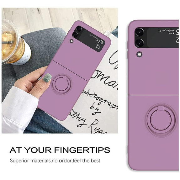 FixPremium - Maska Ring za Samsung Galaxy Z Flip 4, ljubičasta