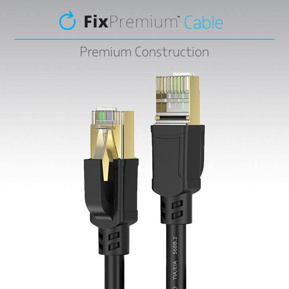 FixPremium - Ethernet kabel - RJ45 / RJ-45 (1m), crni