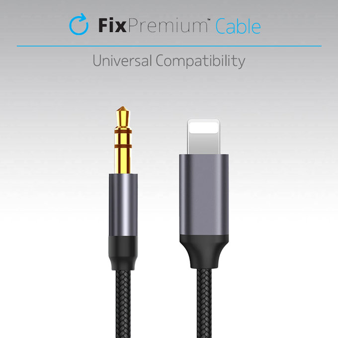 FixPremium - USB-C / Jack 3,5 mm kabel (1 m), crni