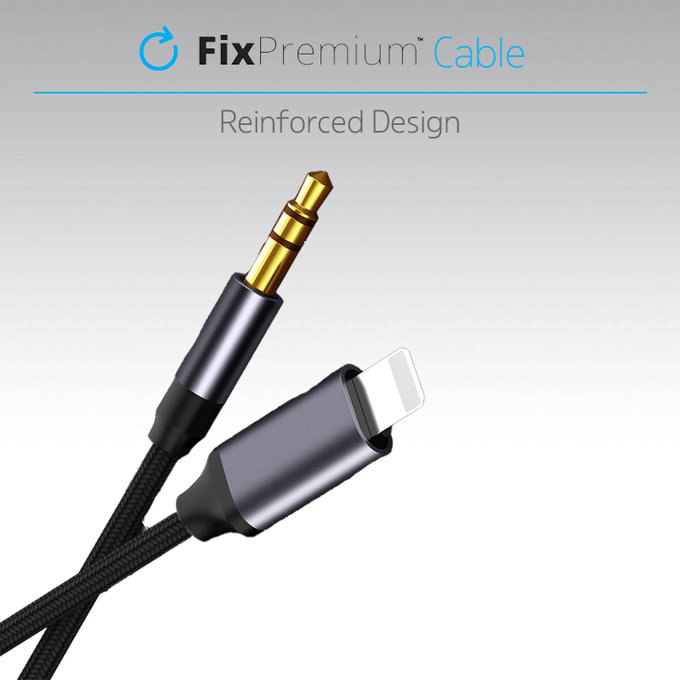 FixPremium - USB-C / Jack 3,5 mm kabel (1 m), crni