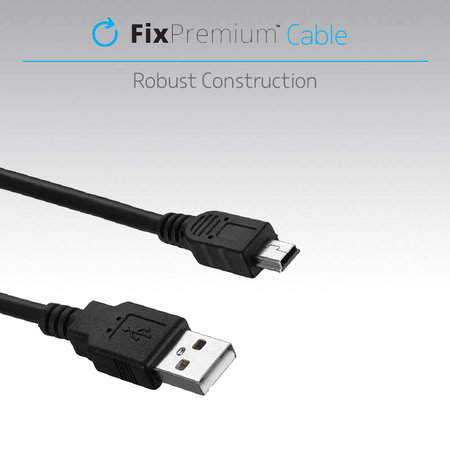 FixPremium - Mini-USB / USB kabel (1m), crni