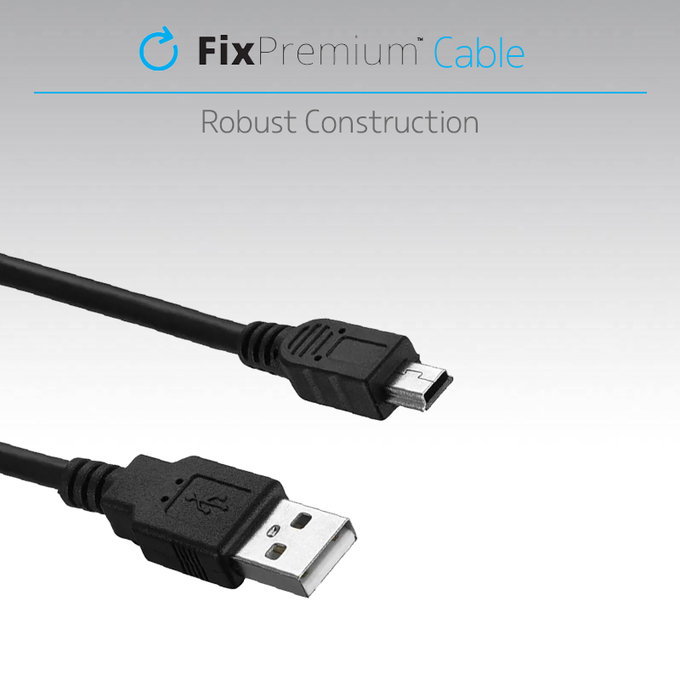 FixPremium - Mini-USB / USB kabel (1m), crni