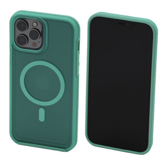 FixPremium - Maska Clear s MagSafe za iPhone 13 Pro Max, mint blue