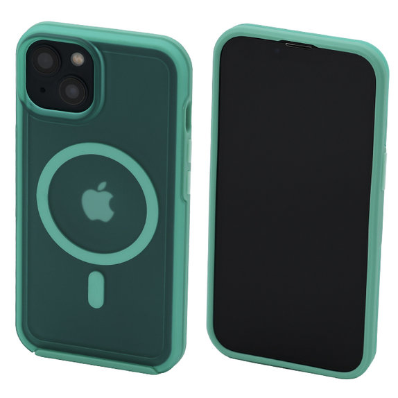 FixPremium - Maska Clear s MagSafe za iPhone 14, mint blue
