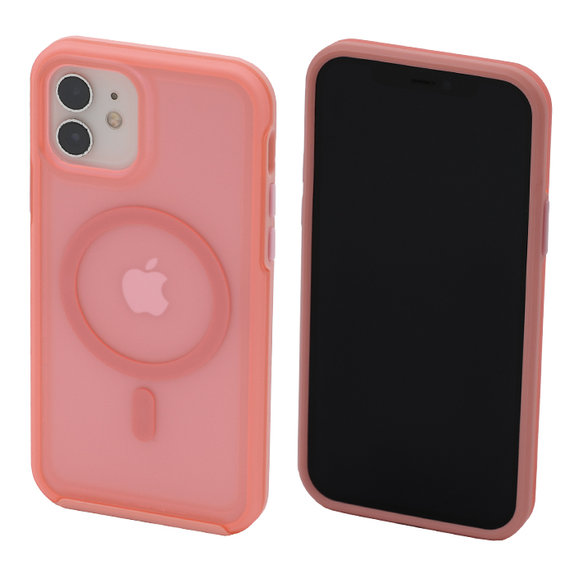 FixPremium - Maska Clear s MagSafe za iPhone 12 & 12 Pro, peach pink