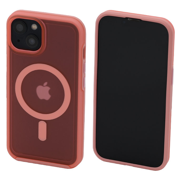 FixPremium - Maska Clear s MagSafe za iPhone 13, breskvasto ružičasta