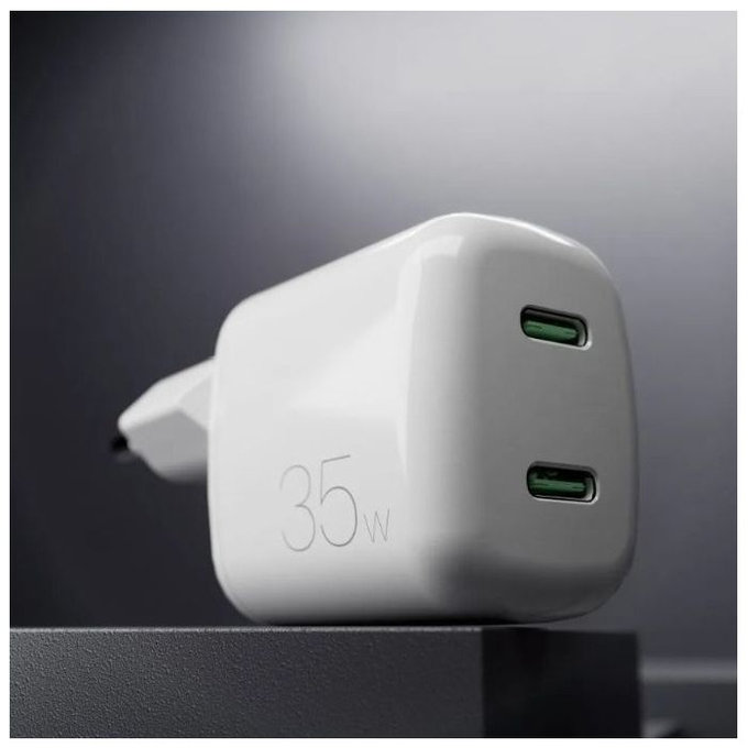 PURO - Adapter za punjenje MiniPro 2x USB-C, GaN, 35W, bijela