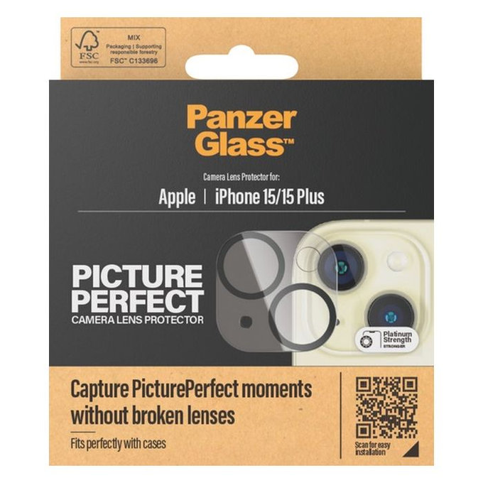 PanzerGlass - Zaštitni poklopac za objektiv kamere PicturePerfect za iPhone 15 a 15 Plus, transparent