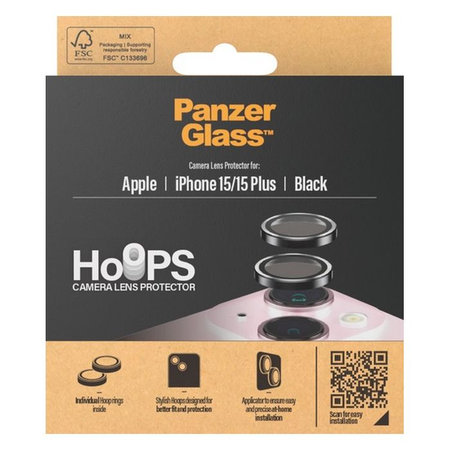 PanzerGlass - Zaštitni poklopac za objektiv kamere Hoops za iPhone 15 a 15 Plus, transparent