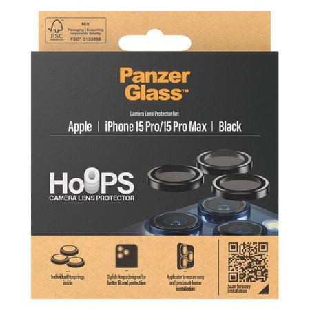 PanzerGlass - Zaštitni poklopac za objektiv kamere Hoops za iPhone 15 Pro a 15 Pro Max, transparent